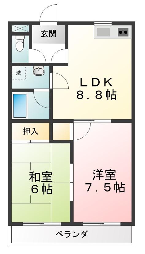 クレセール(2LDK/1階)の間取り写真