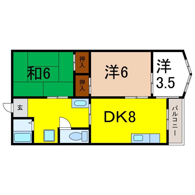 渭東ハイツ(3DK/1階)の間取り写真