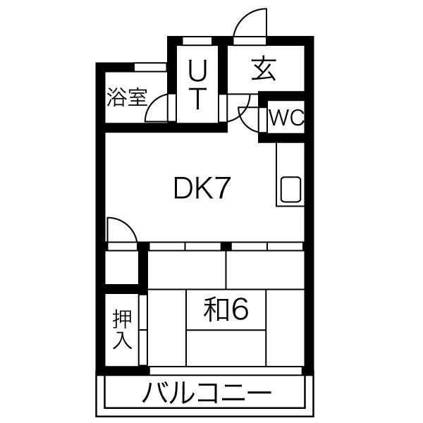シャトル西野(1DK/3階)の間取り写真