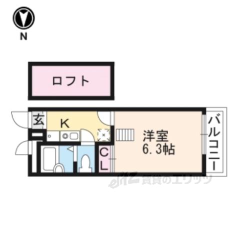 西野山マンション(1K/2階)の間取り写真