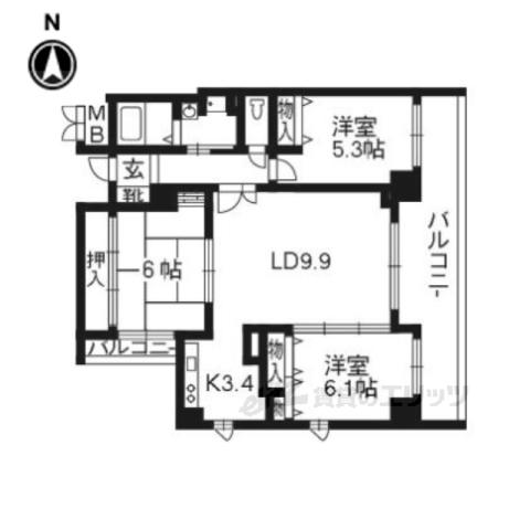 メゾン油小路(3LDK/4階)の間取り写真