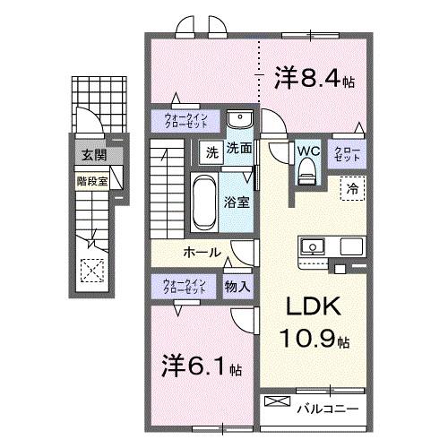ノーストゥーリバー(2LDK/2階)の間取り写真