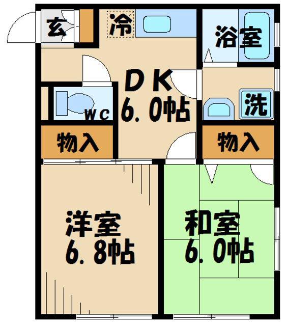 サンモールⅡ(2DK/2階)の間取り写真