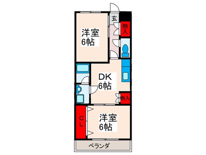 第一フジハイツ(2DK/1階)の間取り写真