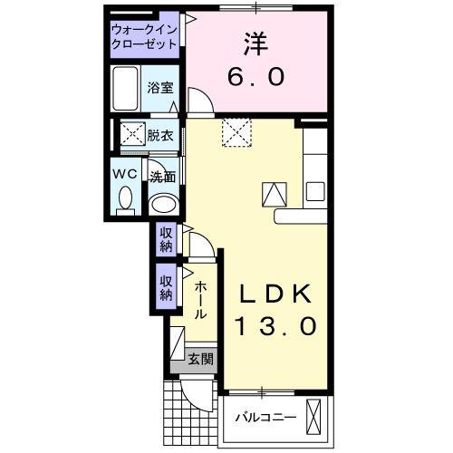 セル・ラヴィーヌ(1LDK/1階)の間取り写真