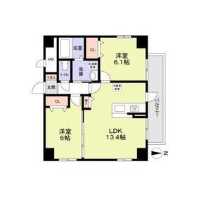 PーSQUARE SHUMOKU III(2LDK/10階)の間取り写真