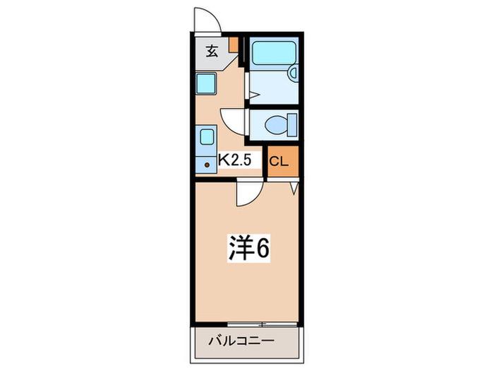 アルページュ希望が丘(1K/2階)の間取り写真