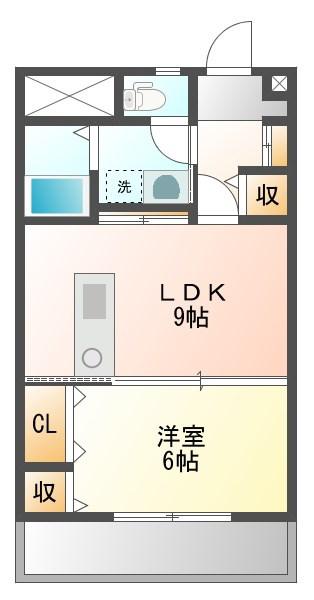 リブハイム土井(1LDK/3階)の間取り写真