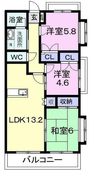 キャッスルベリー(3LDK/3階)の間取り写真