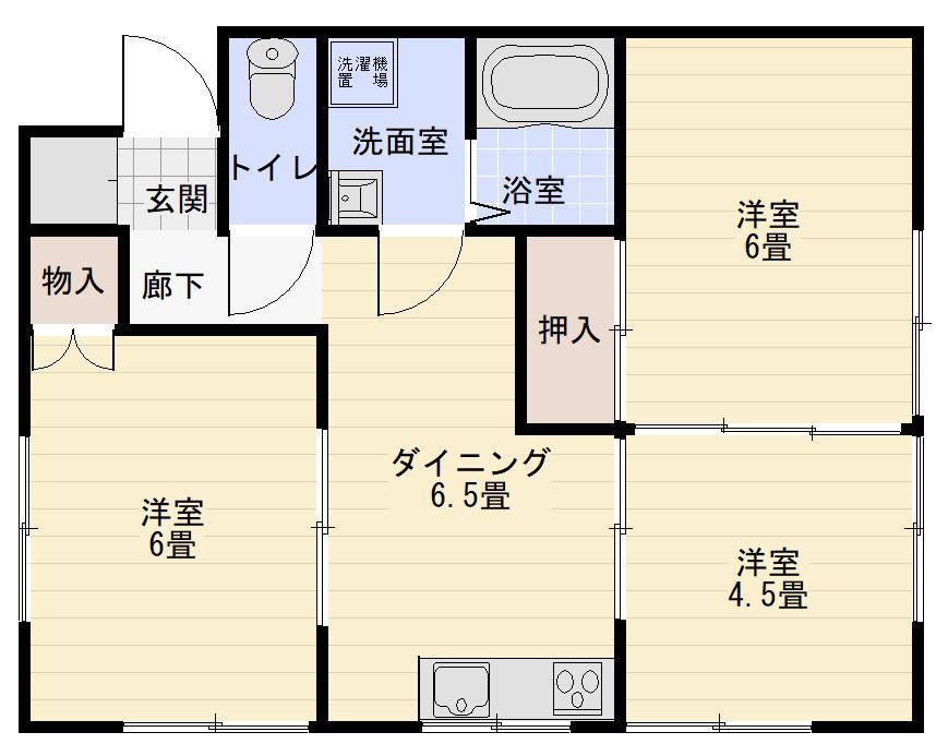 長瀬ハイツ(3DK/1階)の間取り写真