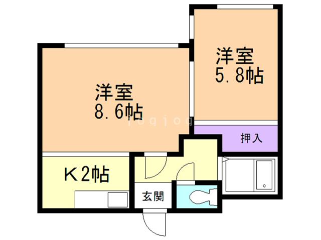 サンハイツ青森(1LDK/4階)の間取り写真