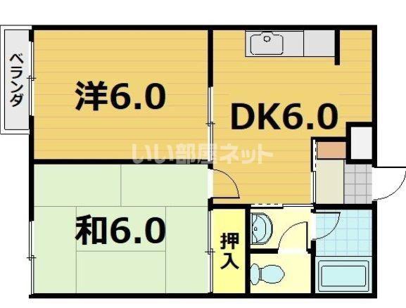 ディアコート(2DK/2階)の間取り写真