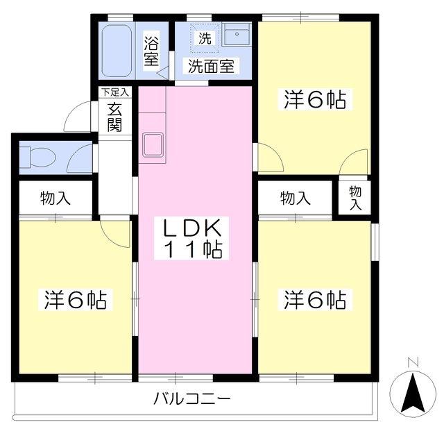 メゾンベールおゆみ野C(3LDK/1階)の間取り写真