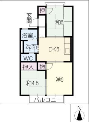 アネックスI(3DK/2階)の間取り写真