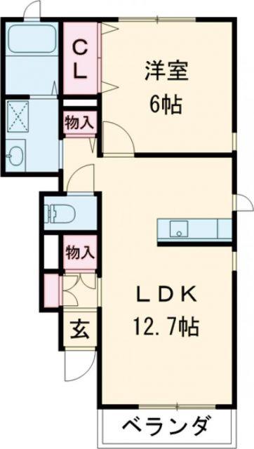 ソラーナ八山田(1LDK/1階)の間取り写真