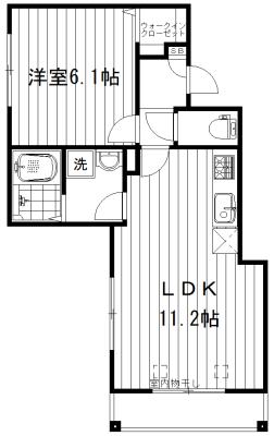 ラ ぺジーブル(1LDK/2階)の間取り写真