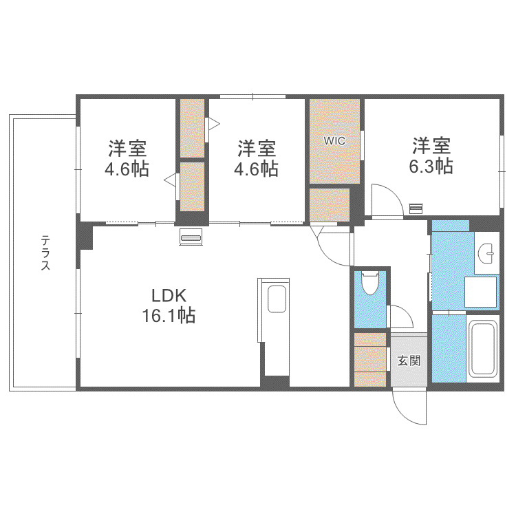 南13西7MS(3LDK/1階)の間取り写真