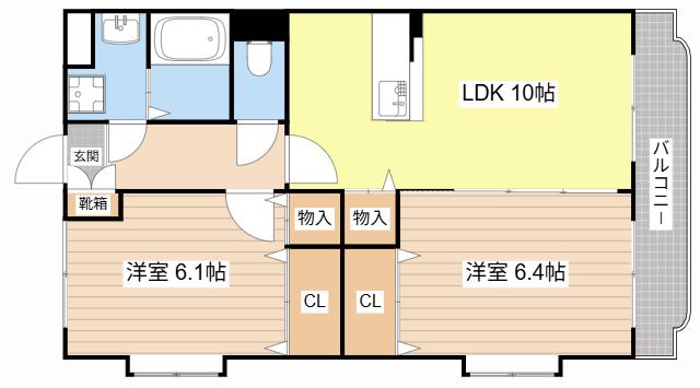 ユーミーマーベラス(2LDK/4階)の間取り写真