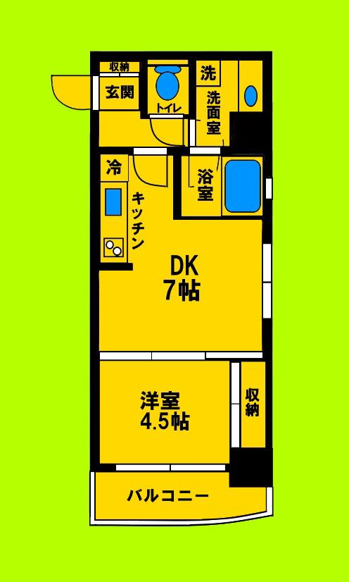 アスール江坂サード(1DK/2階)の間取り写真