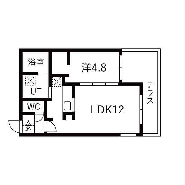 GA-千歳緑町1丁目MS(1LDK/1階)の間取り写真