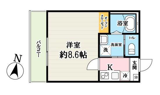 キャメル吉川5B(1K/1階)の間取り写真