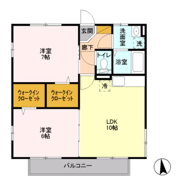 アーバンコート(2LDK/2階)の間取り写真
