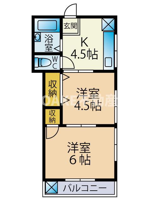 第二秀月荘(2K/1階)の間取り写真