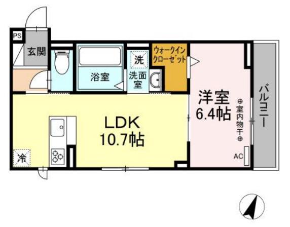ラ・ヴェール A棟(1LDK/3階)の間取り写真