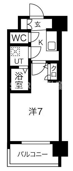 レジュールアッシュ梅田ウエスト GATE(1K/7階)の間取り写真