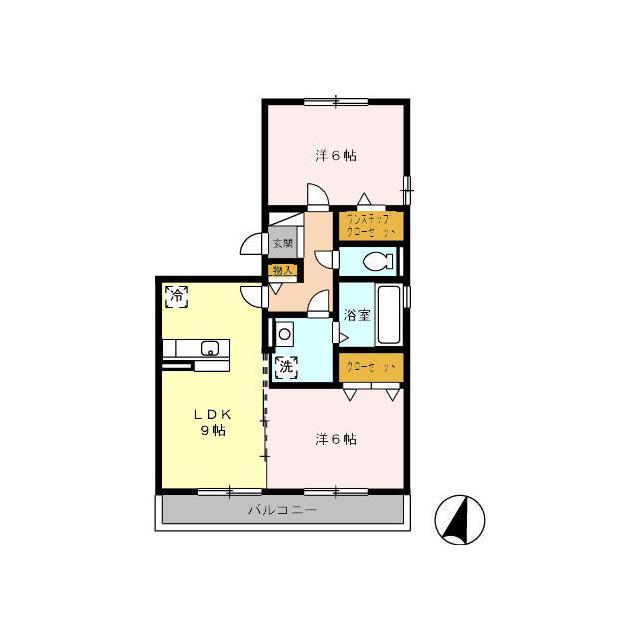 ルラーシュ(2DK/1階)の間取り写真