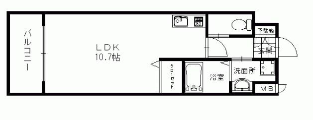 FKM白金(ワンルーム/5階)の間取り写真