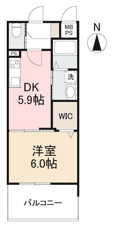 プレコート高松(1DK/4階)の間取り写真