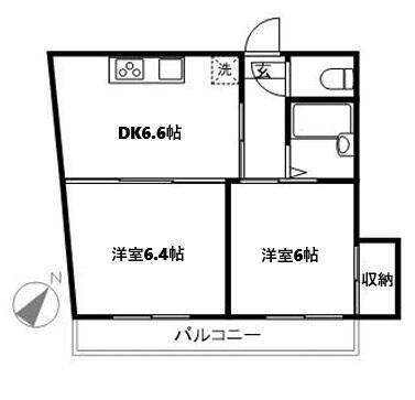 池上台コーポ(2DK/3階)の間取り写真