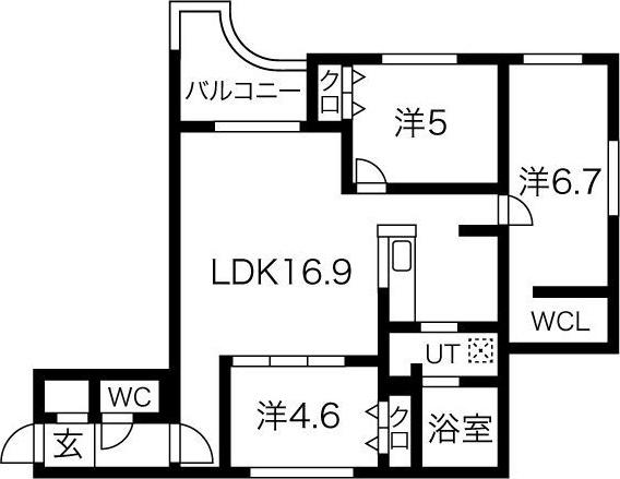 CREARESIDENCE発寒南(3LDK/3階)の間取り写真
