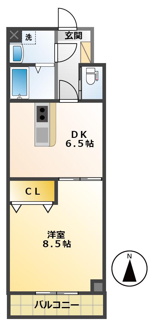セントセシル(1DK/3階)の間取り写真