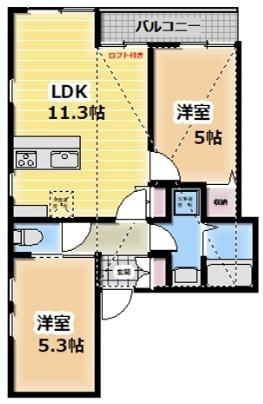 ティアリーゼ(2LDK/2階)の間取り写真