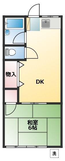 フラット沖山(1DK/1階)の間取り写真