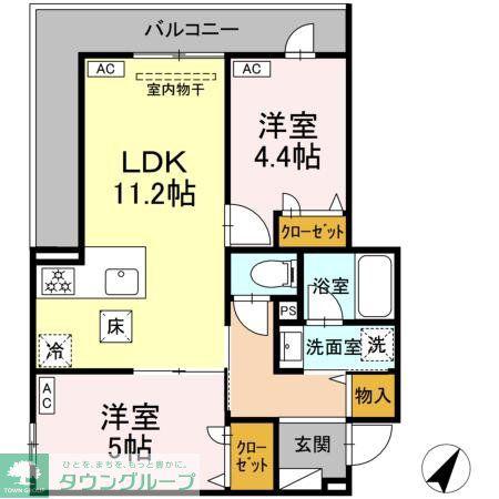 セレスティア細田A(2LDK/1階)の間取り写真