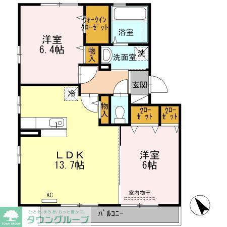 リラッサンテIII(2LDK/2階)の間取り写真