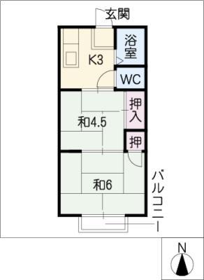 ツイン88(2K/1階)の間取り写真