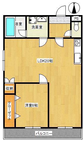 陣山ビル(1LDK/4階)の間取り写真
