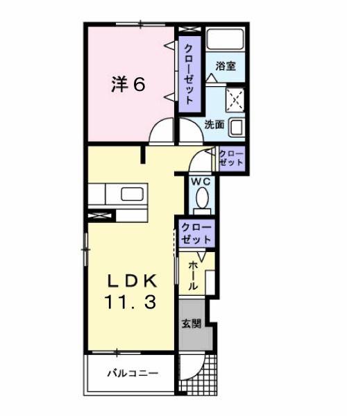 ルミエール正木E(1LDK/1階)の間取り写真