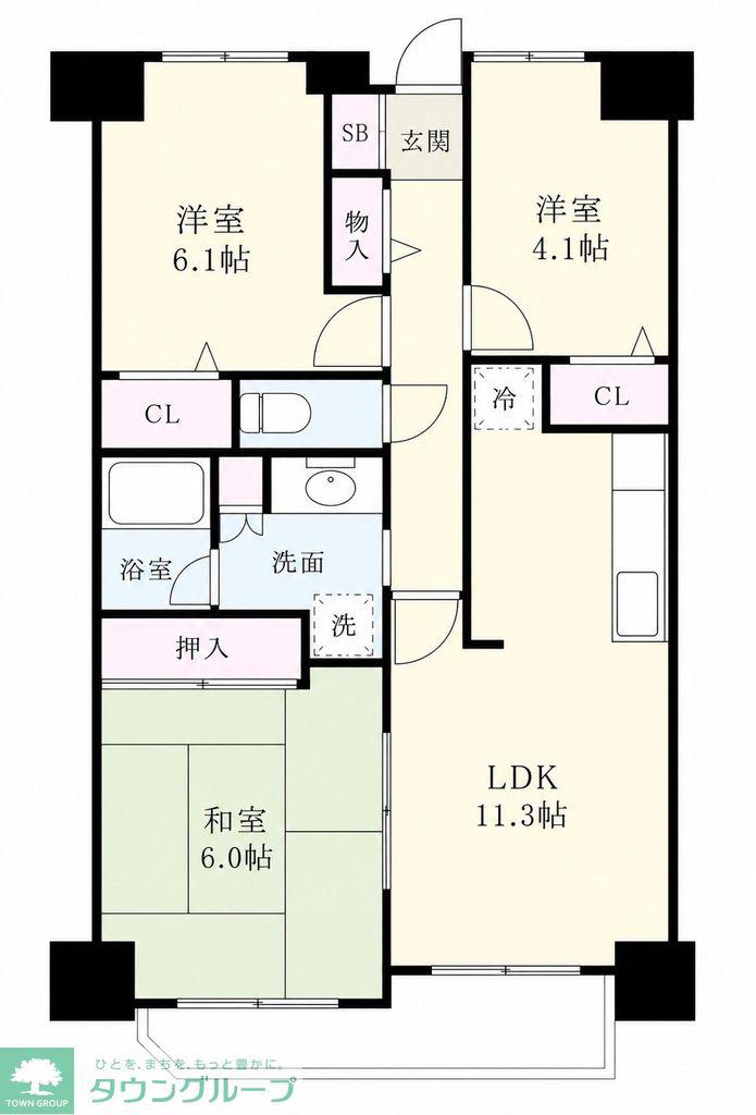 セルテシティオ越谷(3LDK/3階)の間取り写真