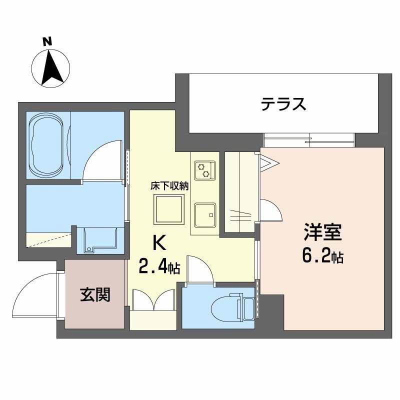 ユイロ中津(1K/1階)の間取り写真