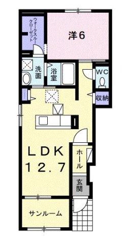 エスターテ(1LDK/1階)の間取り写真