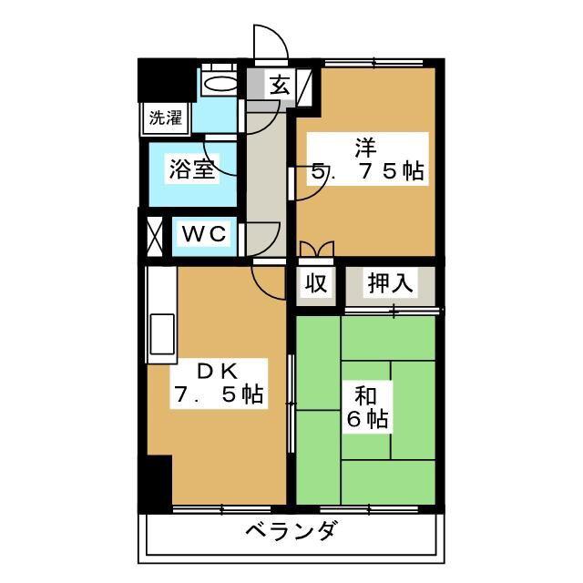 ハイホ-ム日吉(2DK/2階)の間取り写真