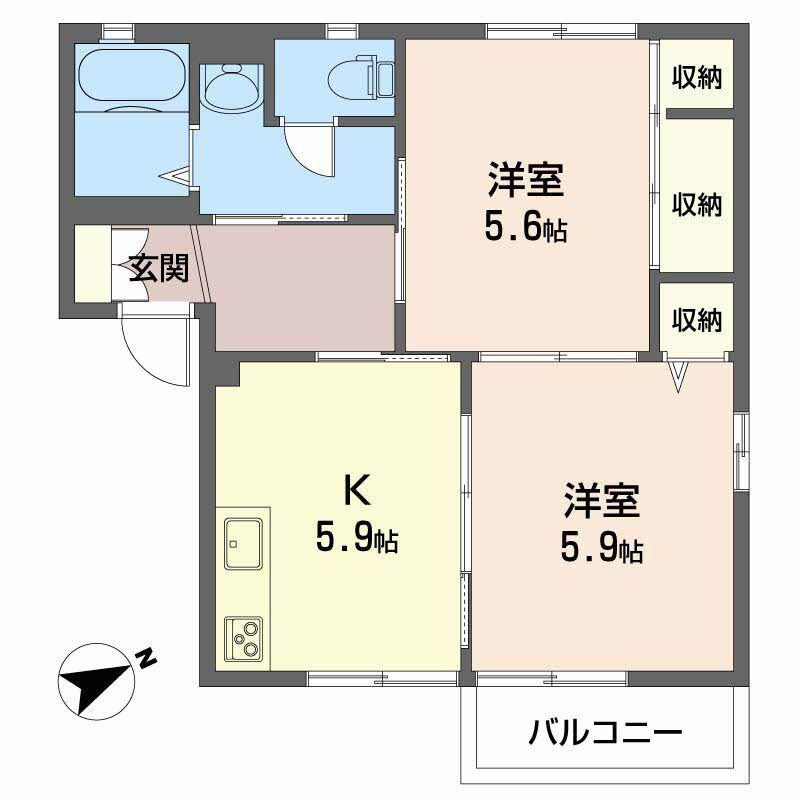 マースI(2K/1階)の間取り写真