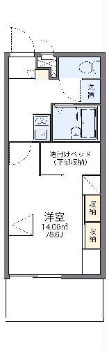 レオパレスコンフォール石橋B(1K/1階)の間取り写真
