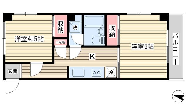 シュガーメロディー(2K/2階)の間取り写真