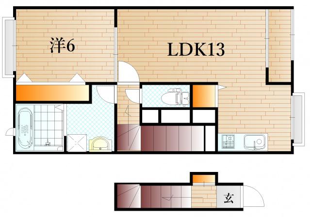 ドリーム・ワン(1LDK/2階)の間取り写真
